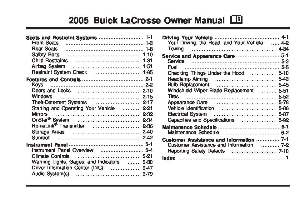 2005 buick lacrosse Owners Manual | Just Give Me The Damn ... pontiac g5 fuse box location 