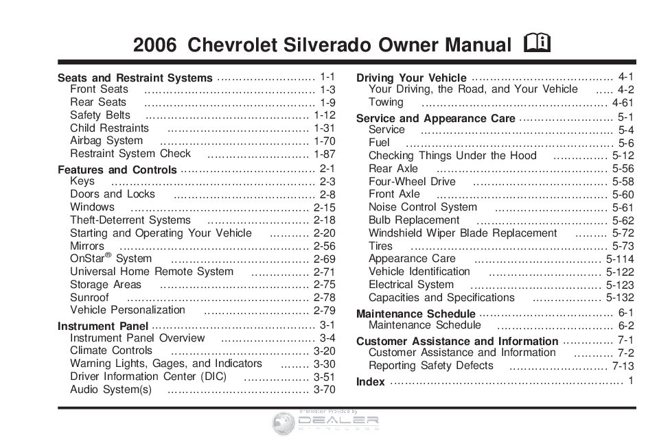 2006 chevrolet silverado owners manual pdf