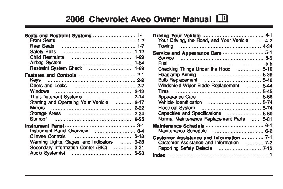 2006 chevrolet aveo Owners Manual | Just Give Me The Damn ... fuse box 2003 saturn vue 