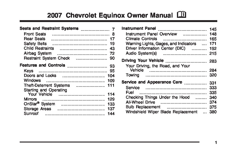 chevrolet equinox 2007 manual