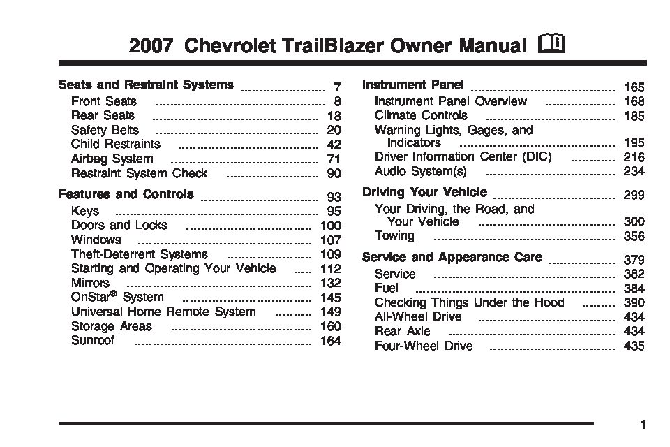 2007 CHEVY TRAILBLAZER OWNERS MANUAL PDF