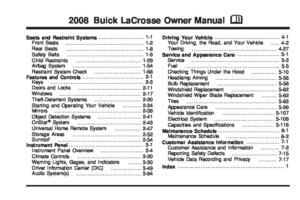 2008 buick lacrosse Owners Manual | Just Give Me The Damn ... workhorse heater wiring diagram 