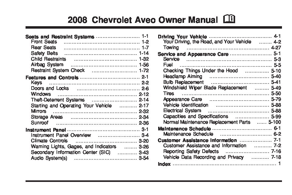 2008 chevrolet aveo Owners Manual | Just Give Me The Damn ... 2007 chevy cobalt headlight wiring diagram 