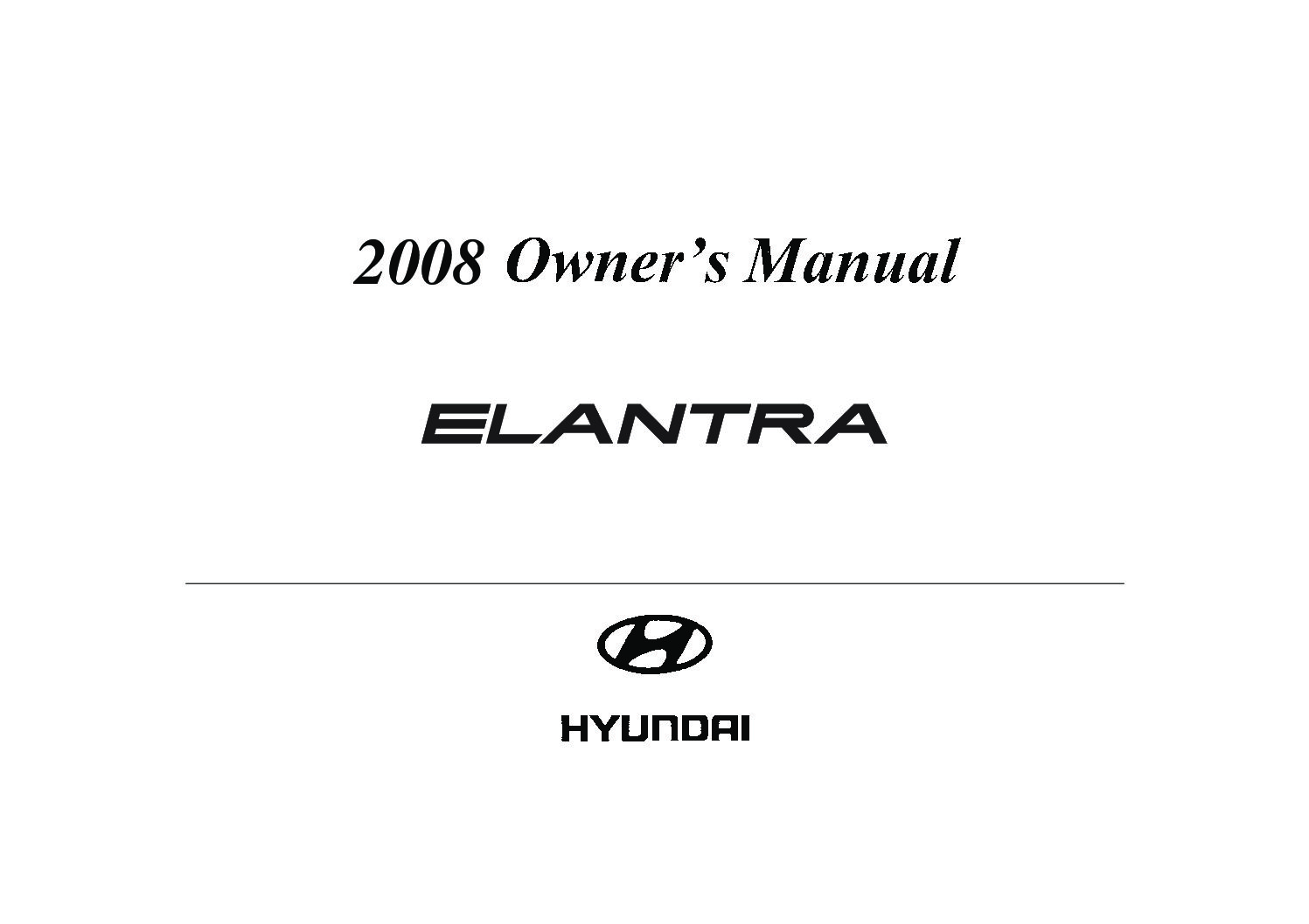 2008 hyundai elantra owners manual