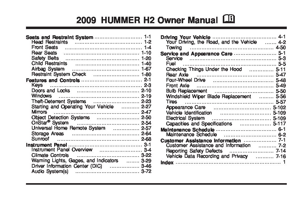 2009 Hummer H2 Owners Manual Just Give Me The Damn Manual