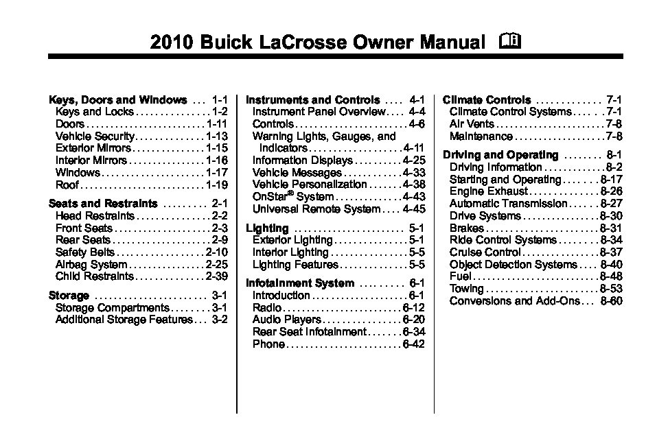 lacrosse owners manual