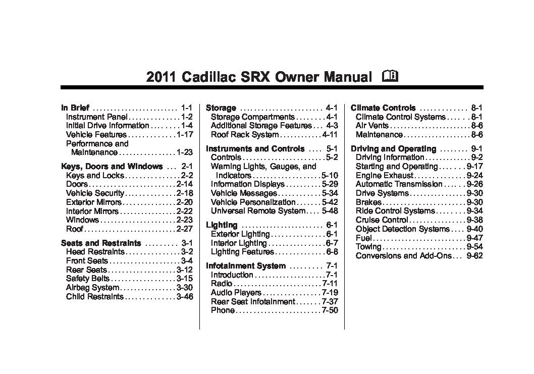 manual cadillac srx 2005