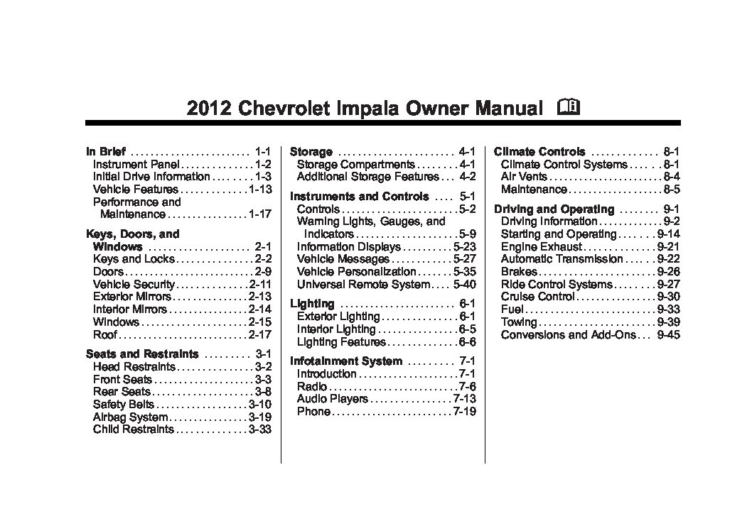 2012 chevrolet impala Owners Manual | Just Give Me The Damn Manual